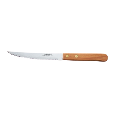 Steak Knife 4-1/2" Stainless Steel Blade with Wooden Handle 8-1/2" O.A.L. - One Dozen