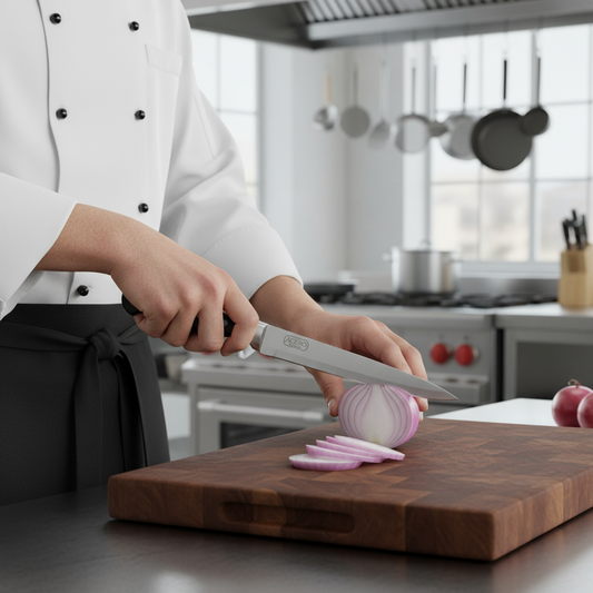 Winco Acero Slicer Forged 8" Blade One Piece with Black Handle KFP-81