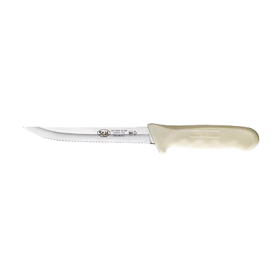 Utility Knife Wavy Edge 5-1/2" No-Stain German Steel Blade with White Polypropylene Handle