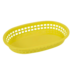 Platter Basket Oval Yellow BPA Free Heavy Duty Poly 10-3/4" x 7-1/4" x 1-1/2"H - One Dozen