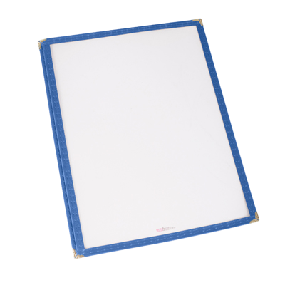 Menu Cover Single Blue Plastic Holds 8-1/4" x 11-1/4" Paper
