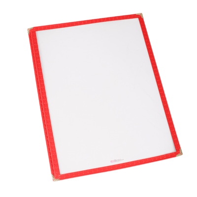Menu Cover Single Red Plastic Holds 8-1/4" x 11-1/4" Paper