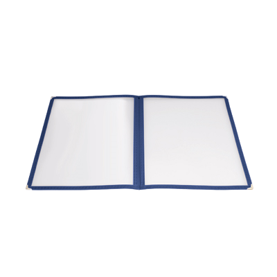 Menu Cover Double Fold Blue Plastic Holds 8-1/2" x 11" Paper