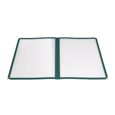 Menu Cover Double Fold Green Plastic Holds 8-1/2" x 11" Paper