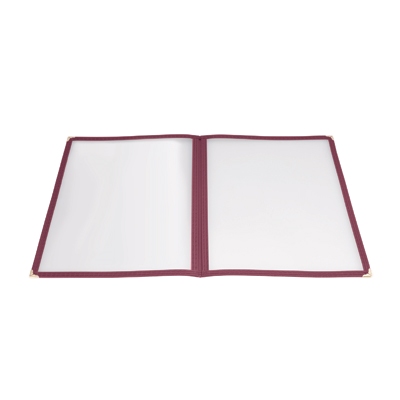Menu Cover Double Fold Burgundy Plastic Holds 8-1/2" x 11" Paper