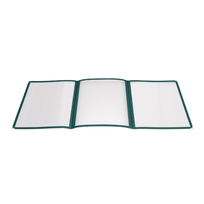 Menu Cover Triple Fold Green Plastic Holds 8-1/2" x 11" Paper