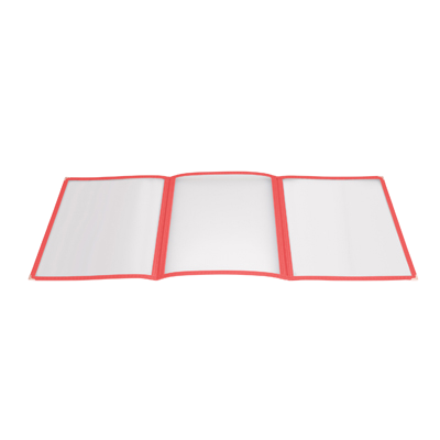 Menu Cover Triple Fold Red Plastic Holds 8-1/2" x 11" Paper