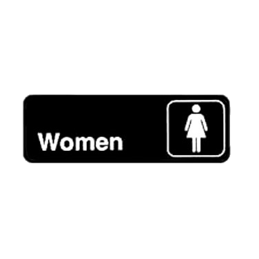 Information Sign with Symbol "Women" Black & White 9" x 3"H