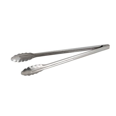 Utility Tongs Scalloped Edge Extra Heavy Weight 1.2 mm Stainless Steel 16"