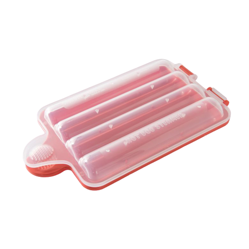 Nordic Ware Hot Dog Steamer Holds 4 6" to 8" Hot Dogs Red BPA-free and Melamine Free Plastic