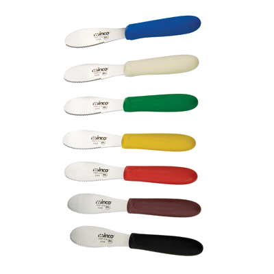 Sandwich Spreader Stainless Steel Satin Finish with 7 Assorted Colored Polypropylene Handle 3-5/8" x 1-1/4"