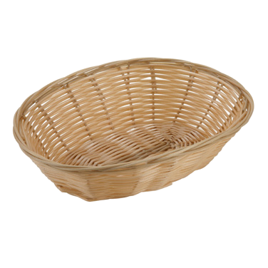 Woven Basket Oval Tan Polypropylene 9-1/2" x 6-1/2" x 2-3/4"H - One Dozen