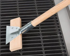 superior-equipment-supply - Winco - Pizza Oven Scraper 7" Wide Carbon Wire Brush With 27" Wood Handle