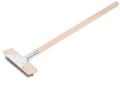 superior-equipment-supply - Winco - Pizza Oven Scraper 7" Wide Carbon Wire Brush With 27" Wood Handle