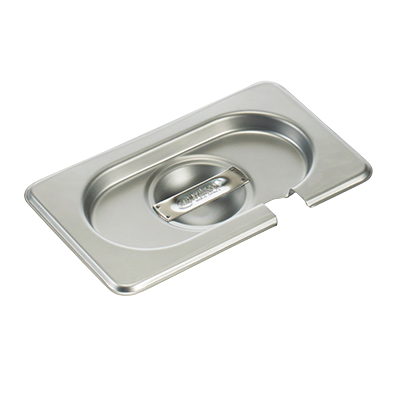 Steam Table Pan Cover with Handle 1/9 GN Size Slotted 25 Gauge Standard Weight 18/8 Stainless Steel