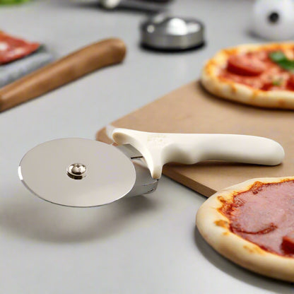 American Metalcraft PIZW1 4" Stainless Steel Pizza Cutter with Plastic Handle - White
