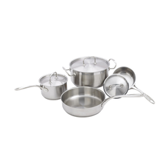 Premium Induction Cookware Set 7 Piece Extra Heavy Weight 18/8 Stainless Steel with Aluminum Core