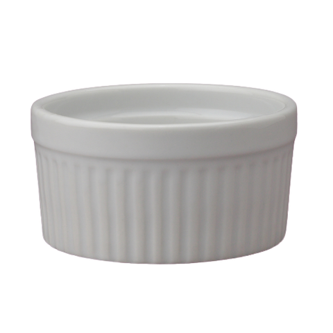HIC Souffle Dish Porcelain 8 Ounces 3.75" White Fine Porcelain