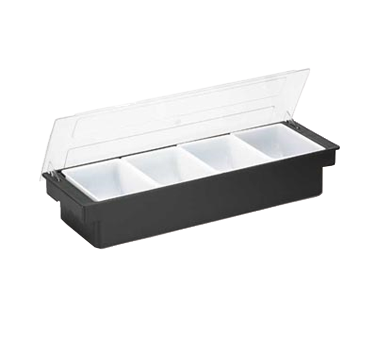 TableCraft 4 Compartment Bar Condiment Holder 19-1/2"W x 6"L x 4-1/4"H Black ABS Plastic