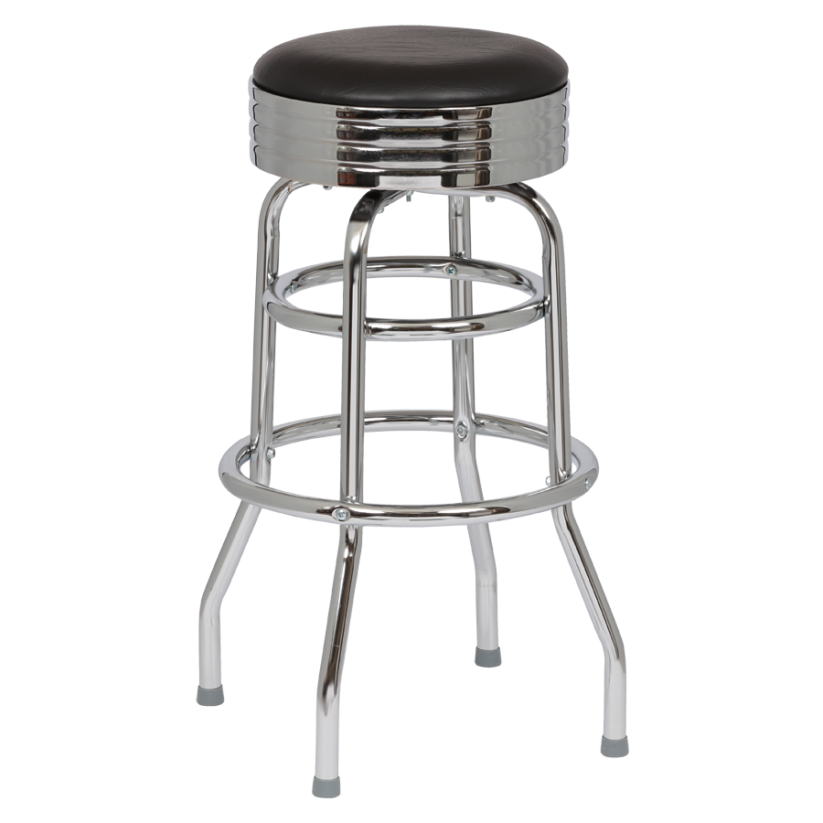 superior-equipment-supply - Royal Industries - Royal Industries Classic Dinner Black Vinyl Bar Stool Backless With Double Ring Base