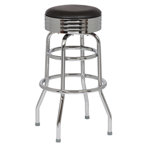 superior-equipment-supply - Royal Industries - Royal Industries Classic Dinner Black Vinyl Bar Stool Backless With Double Ring Base