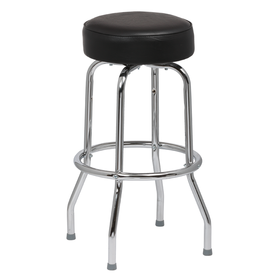 superior-equipment-supply - Royal Industries - Royal Industries Classic Dinner Black Vinyl Bar Stool Backless With Single Ring Base