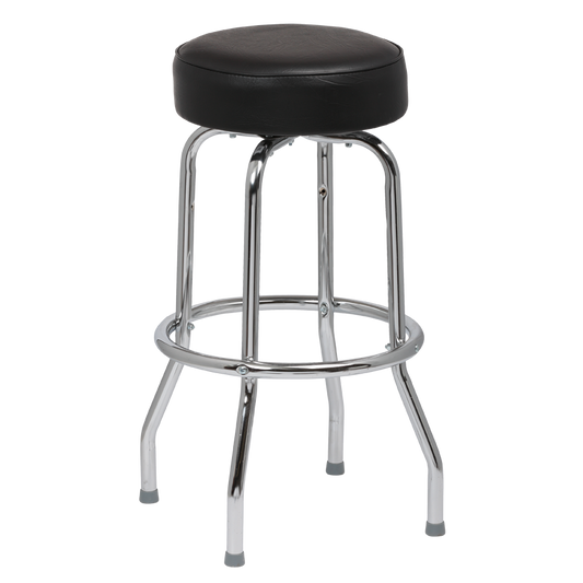 superior-equipment-supply - Royal Industries - Royal Industries Classic Dinner Black Vinyl Bar Stool Backless With Single Ring Base