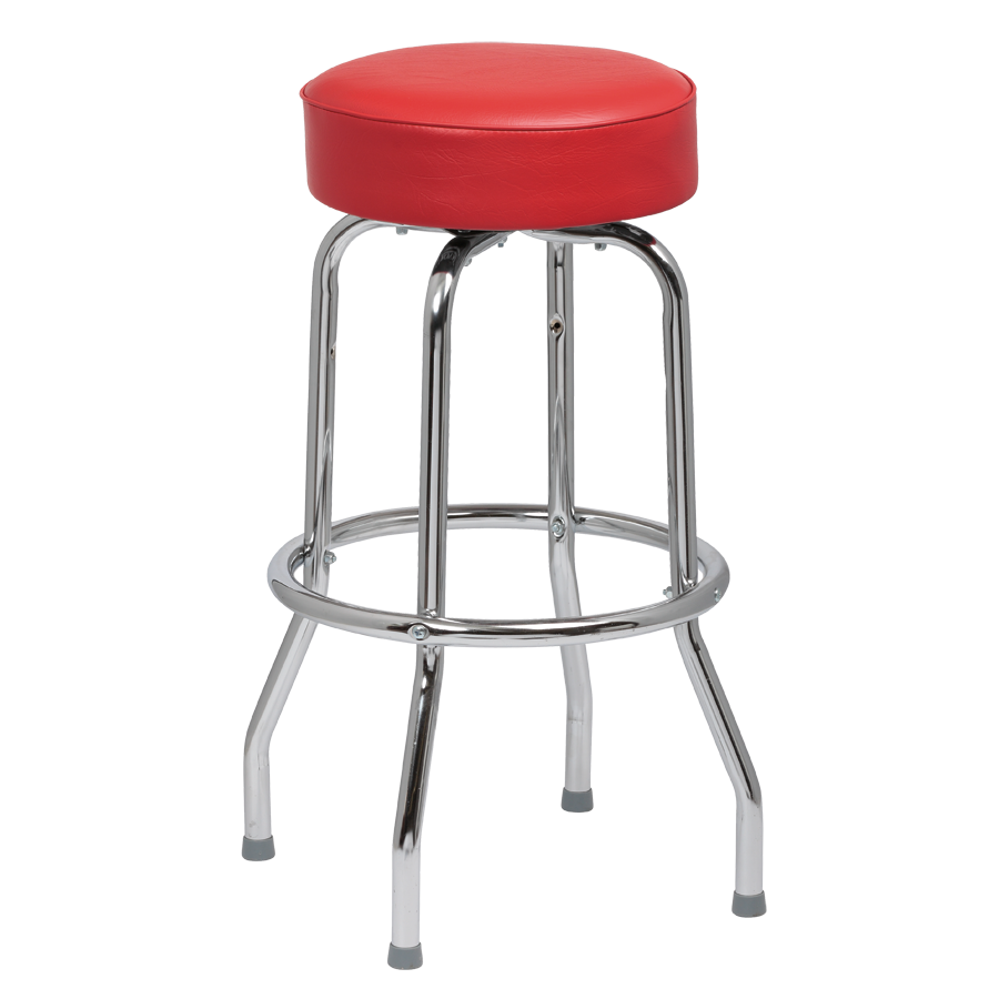 superior-equipment-supply - Royal Industries - Royal Industries Classic Dinner Red Vinyl Bar Stool Backless With Single Ring Base