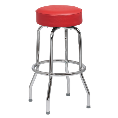 superior-equipment-supply - Royal Industries - Royal Industries Classic Dinner Red Vinyl Bar Stool Backless With Single Ring Base