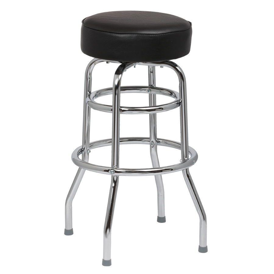 superior-equipment-supply - Royal Industries - Royal Industries Classic Dinner Heavy-Duty Black Vinyl Bar Stool Backless With Double Ring Base