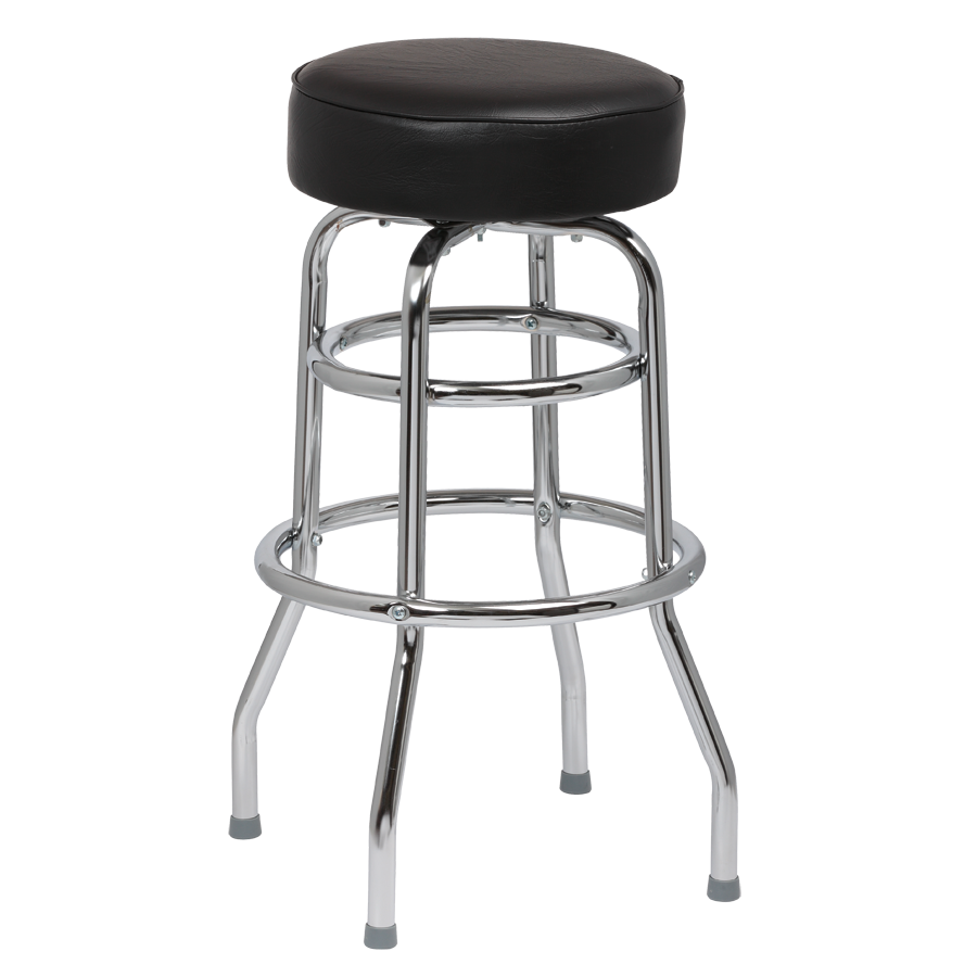 Royal Industries Classic Dinner Heavy-Duty Black Vinyl Bar Stool Backl ...