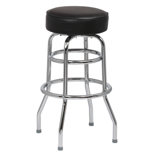 superior-equipment-supply - Royal Industries - Royal Industries Classic Dinner Heavy-Duty Black Vinyl Bar Stool Backless With Double Ring Base