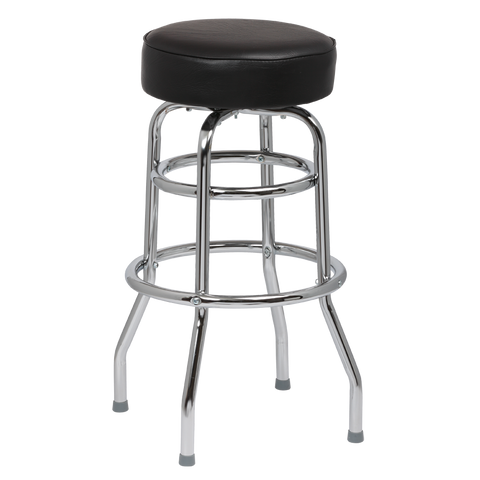 superior-equipment-supply - Royal Industries - Royal Industries Classic Dinner Heavy-Duty Black Vinyl Bar Stool Backless With Double Ring Base