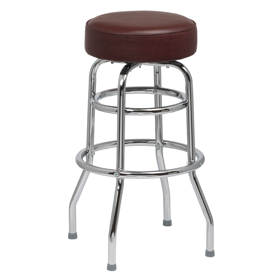 superior-equipment-supply - Royal Industries - Royal Industries Classic Dinner Brown Vinyl Bar Stool Backless With Double Ring Base