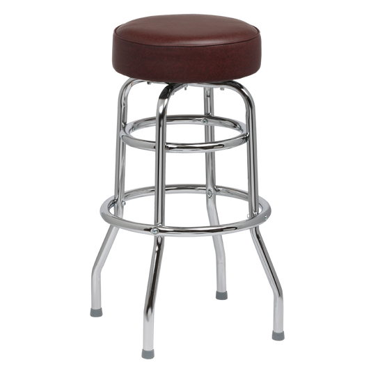 superior-equipment-supply - Royal Industries - Royal Industries Classic Dinner Brown Vinyl Bar Stool Backless With Double Ring Base