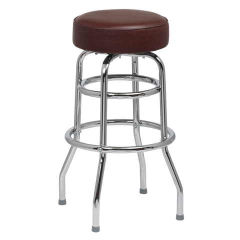 superior-equipment-supply - Royal Industries - Royal Industries Classic Dinner Brown Vinyl Bar Stool Backless With Double Ring Base