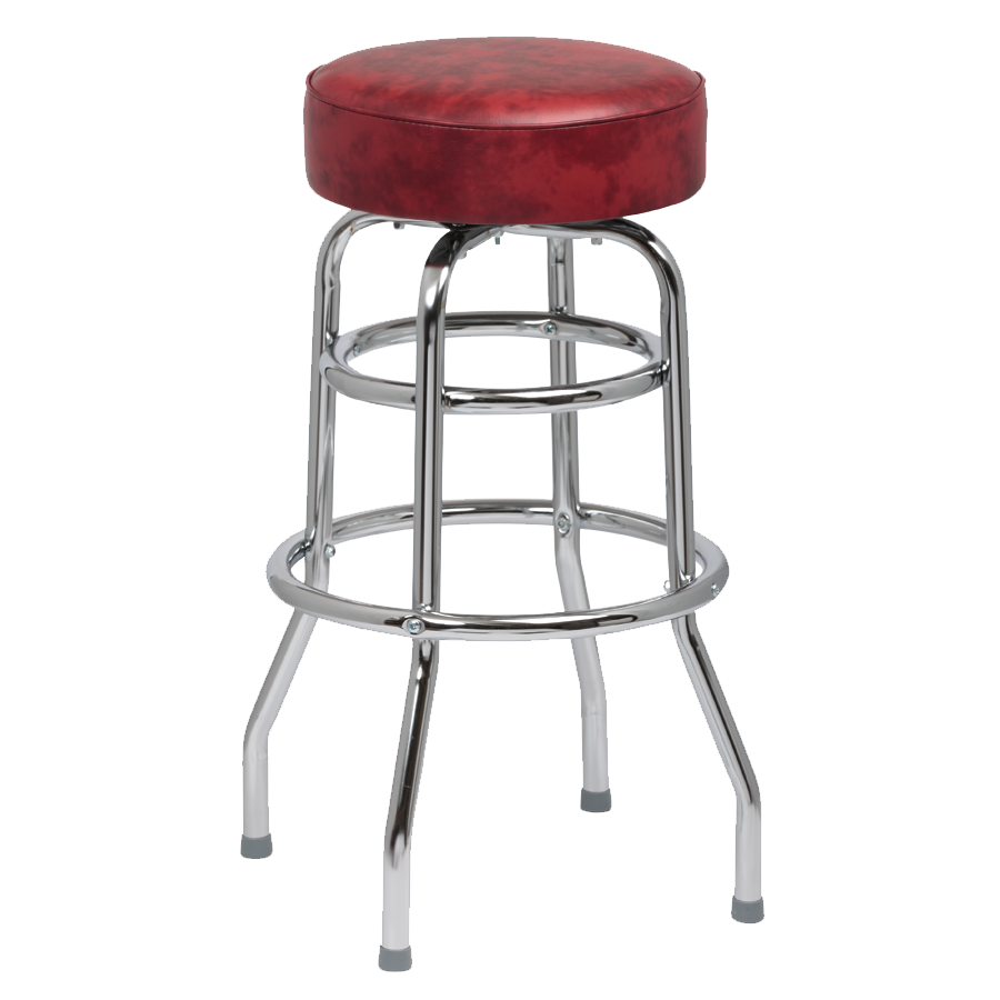 superior-equipment-supply - Royal Industries - Royal Industries Classic Dinner Crimson Vinyl Bar Stool Backless With Double Ring Base