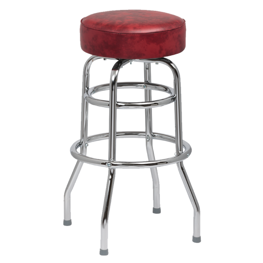 superior-equipment-supply - Royal Industries - Royal Industries Classic Dinner Crimson Vinyl Bar Stool Backless With Double Ring Base