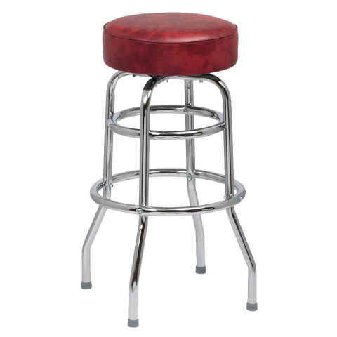superior-equipment-supply - Royal Industries - Royal Industries Classic Dinner Crimson Vinyl Bar Stool Backless With Double Ring Base