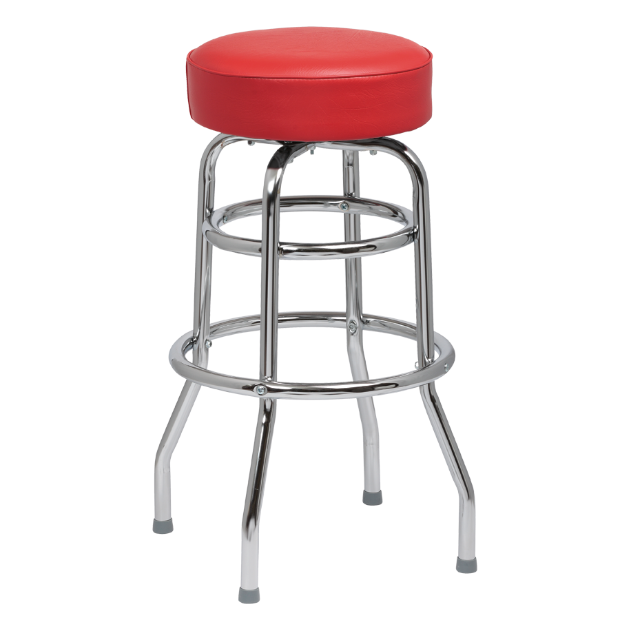 superior-equipment-supply - Royal Industries - Royal Industries Classic Dinner Crimson Vinyl Bar Stool Backless With Double Ring Base