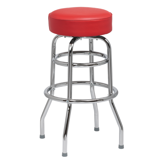 superior-equipment-supply - Royal Industries - Royal Industries Classic Dinner Crimson Vinyl Bar Stool Backless With Double Ring Base