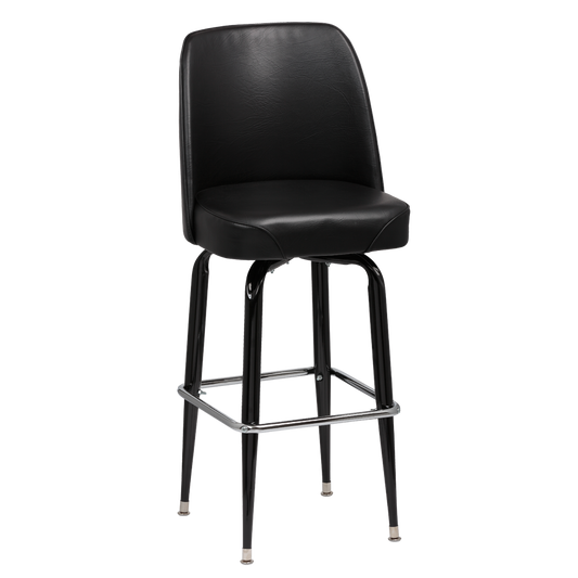 superior-equipment-supply - Royal Industries - Royal Industries High Back Foam Padded Seat Black Vinyl Bar Stool With Single Ring Base