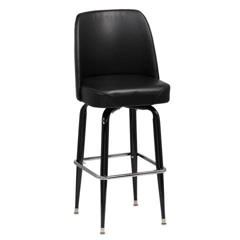 superior-equipment-supply - Royal Industries - Royal Industries High Back Foam Padded Seat Black Vinyl Bar Stool With Single Ring Base