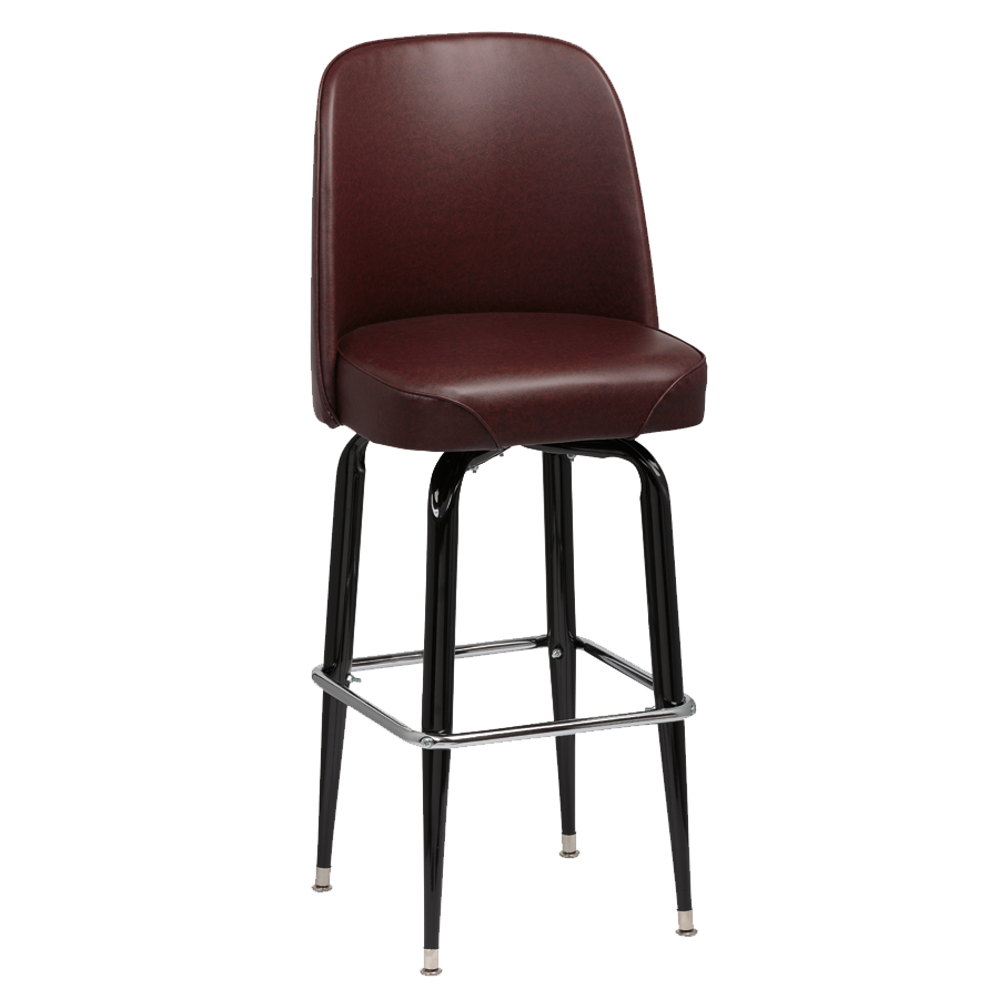 superior-equipment-supply - Royal Industries - Royal Industries High Back Foam Padded Seat Brown Vinyl Bar Stool With Single Ring Base