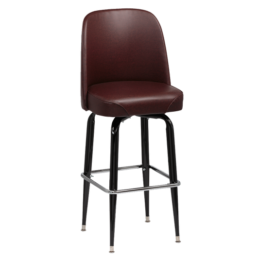 superior-equipment-supply - Royal Industries - Royal Industries High Back Foam Padded Seat Brown Vinyl Bar Stool With Single Ring Base