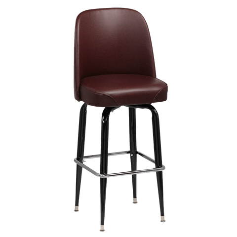 superior-equipment-supply - Royal Industries - Royal Industries High Back Foam Padded Seat Brown Vinyl Bar Stool With Single Ring Base