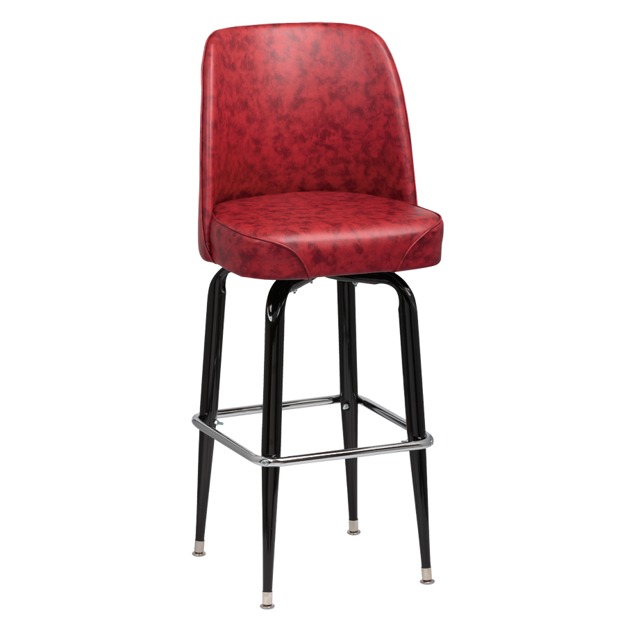 superior-equipment-supply - Royal Industries - Royal Industries High Back Foam Padded Seat Crimson Vinyl Bar Stool With Single Ring Base