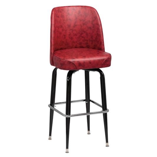 superior-equipment-supply - Royal Industries - Royal Industries High Back Foam Padded Seat Crimson Vinyl Bar Stool With Single Ring Base