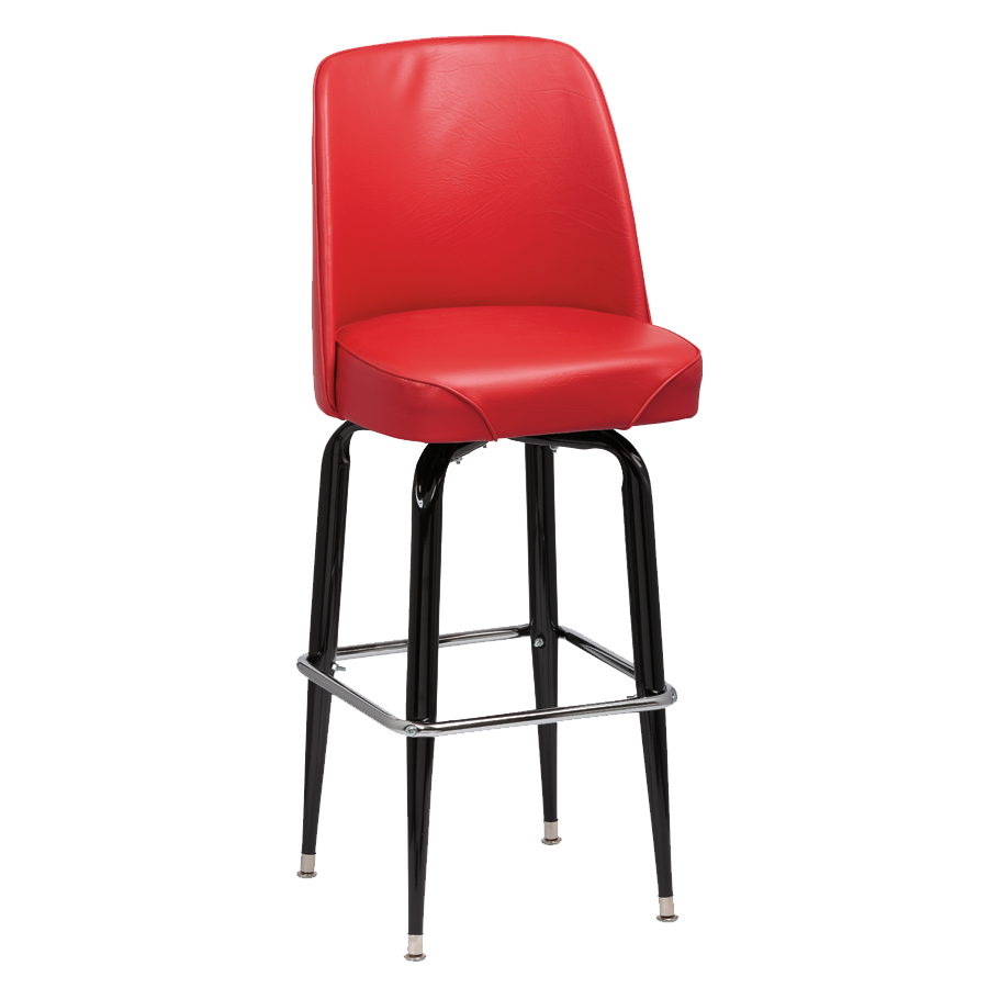 superior-equipment-supply - Royal Industries - Royal Industries High Back Foam Padded Seat Red Vinyl Bar Stool With Single Ring Base