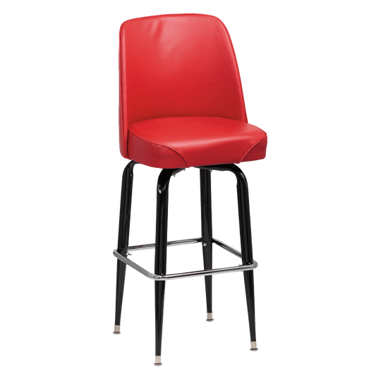 superior-equipment-supply - Royal Industries - Royal Industries High Back Foam Padded Seat Red Vinyl Bar Stool With Single Ring Base